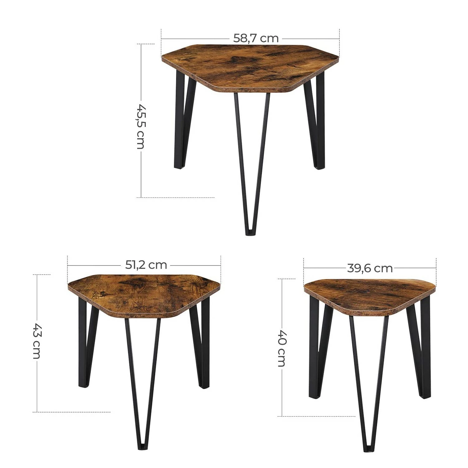 Red Living Tables gigognes Raphine II (3 élém.) - Marron / Noir 9 Red Living Tables gigognes Raphine II (3 élém.) - Marron / Noir – Image 7