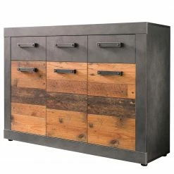 Trendteam Buffet Indy II - Imitation bois recyclé / Anthracite