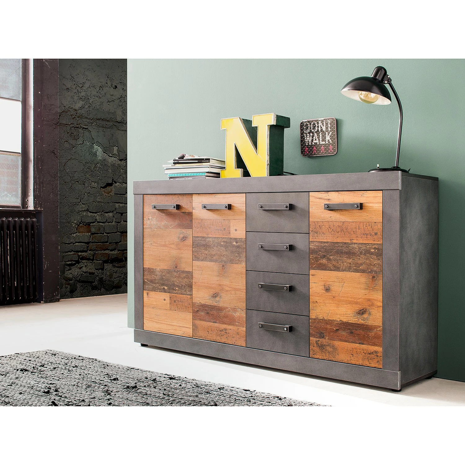 Trendteam Buffet Indy I - Imitation bois recyclé / Anthracite 4 Trendteam Buffet Indy I - Imitation bois recyclé / Anthracite – Image 2