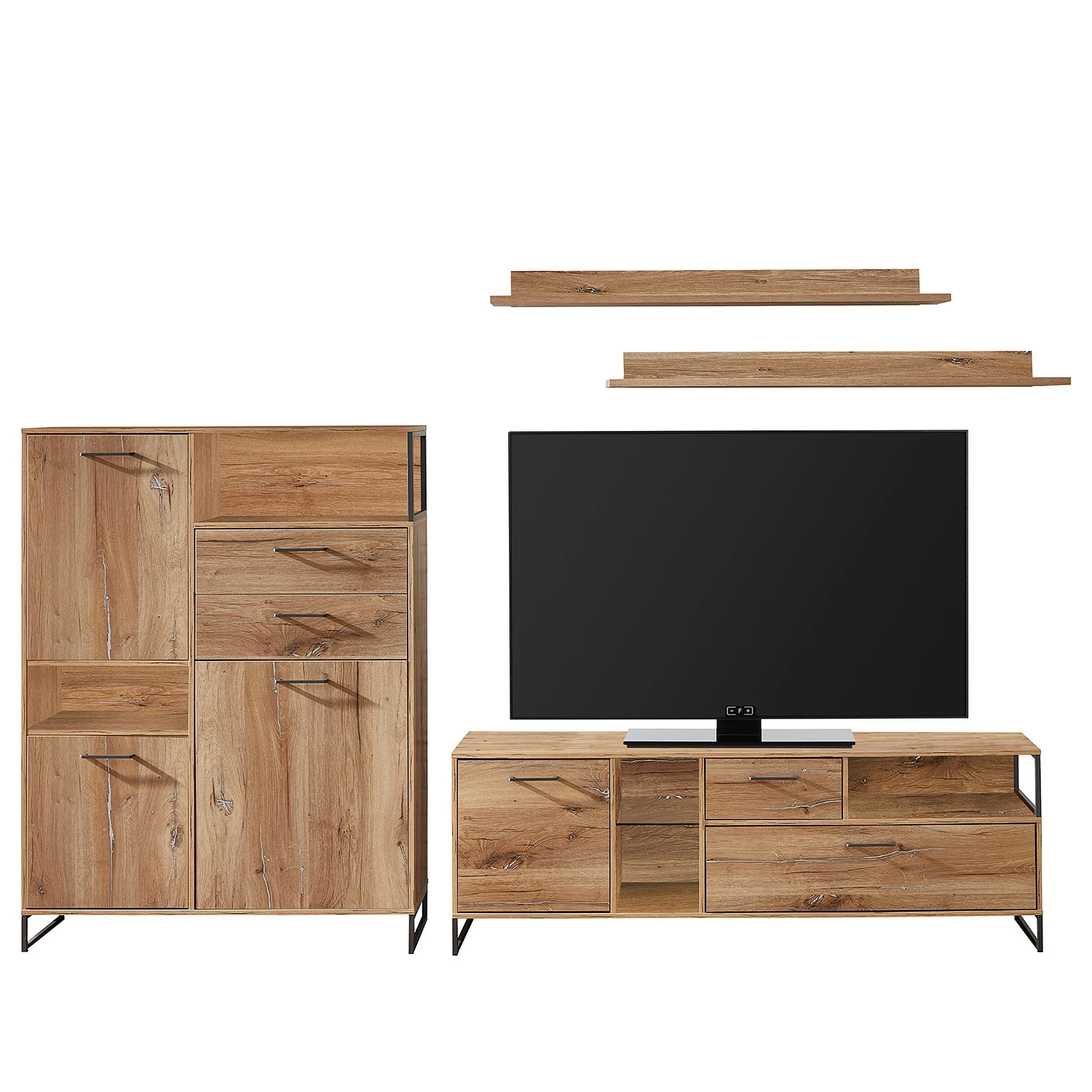 Red Living Ensemble meubles TV Sligo IV (4 élém.) - Imitation chêne rustique argenté / Graphite 3 Red Living Ensemble meubles TV Sligo IV (4 élém.) - Imitation chêne rustique argenté / Graphite