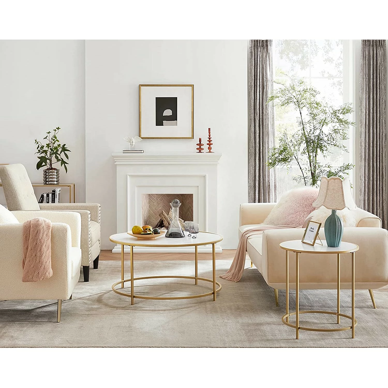 Red Living Bout de canapé Poygan II - Blanc / Doré 5 Red Living Bout de canapé Poygan II - Blanc / Doré – Image 3