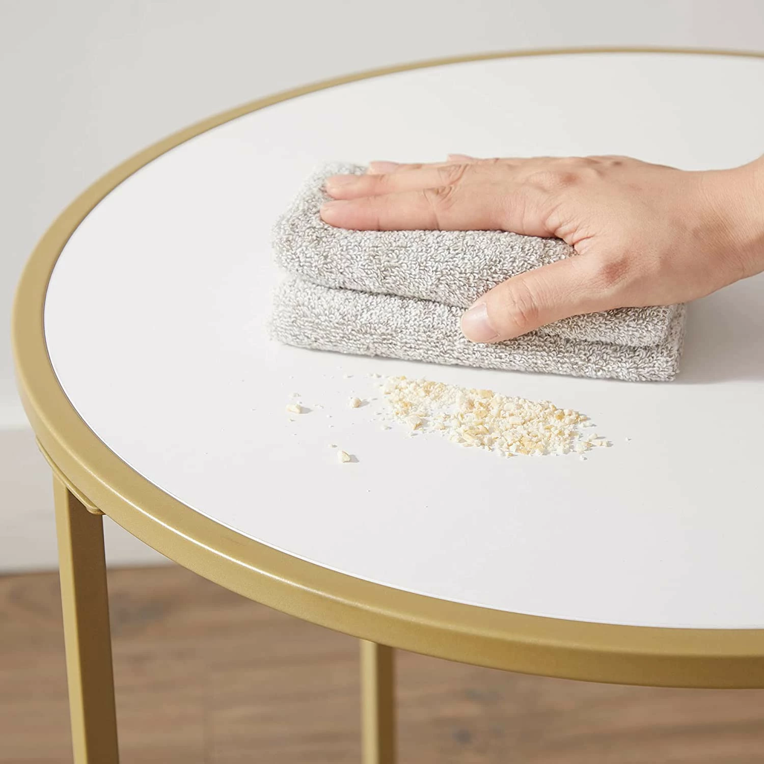 Red Living Bout de canapé Poygan II - Blanc / Doré 8 Red Living Bout de canapé Poygan II - Blanc / Doré – Image 6