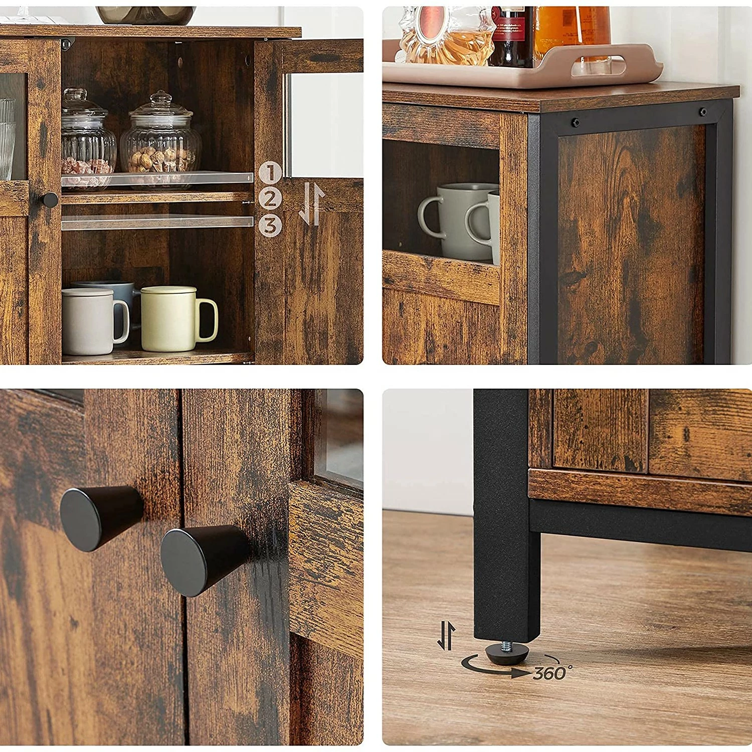 Red Living Buffet Toulouse III - Marron / Noir 10 Red Living Buffet Toulouse III - Marron / Noir – Image 8