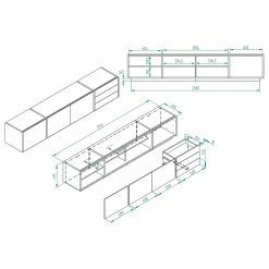 Loftscape Ensemble meubles TV Muuga II (4 élém.) - Blanc / Gris -loftscape Boutique 1000356495 220608 502 SKETCH DETAILS P000000001000356495 sketch