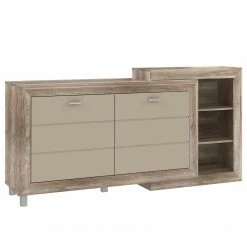 Loftscape Buffet Verdille - Beige brillant / Imitation chêne antique
