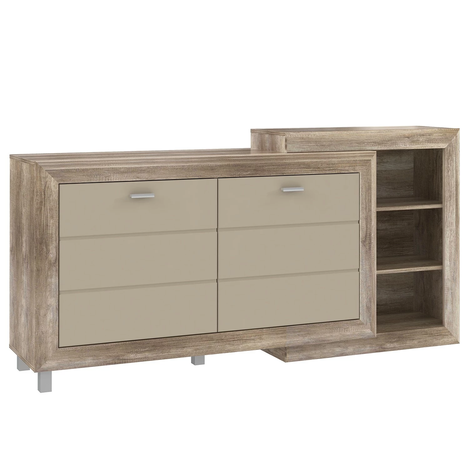 Loftscape Buffet Verdille - Beige brillant / Imitation chêne antique 3 Loftscape Buffet Verdille - Beige brillant / Imitation chêne antique