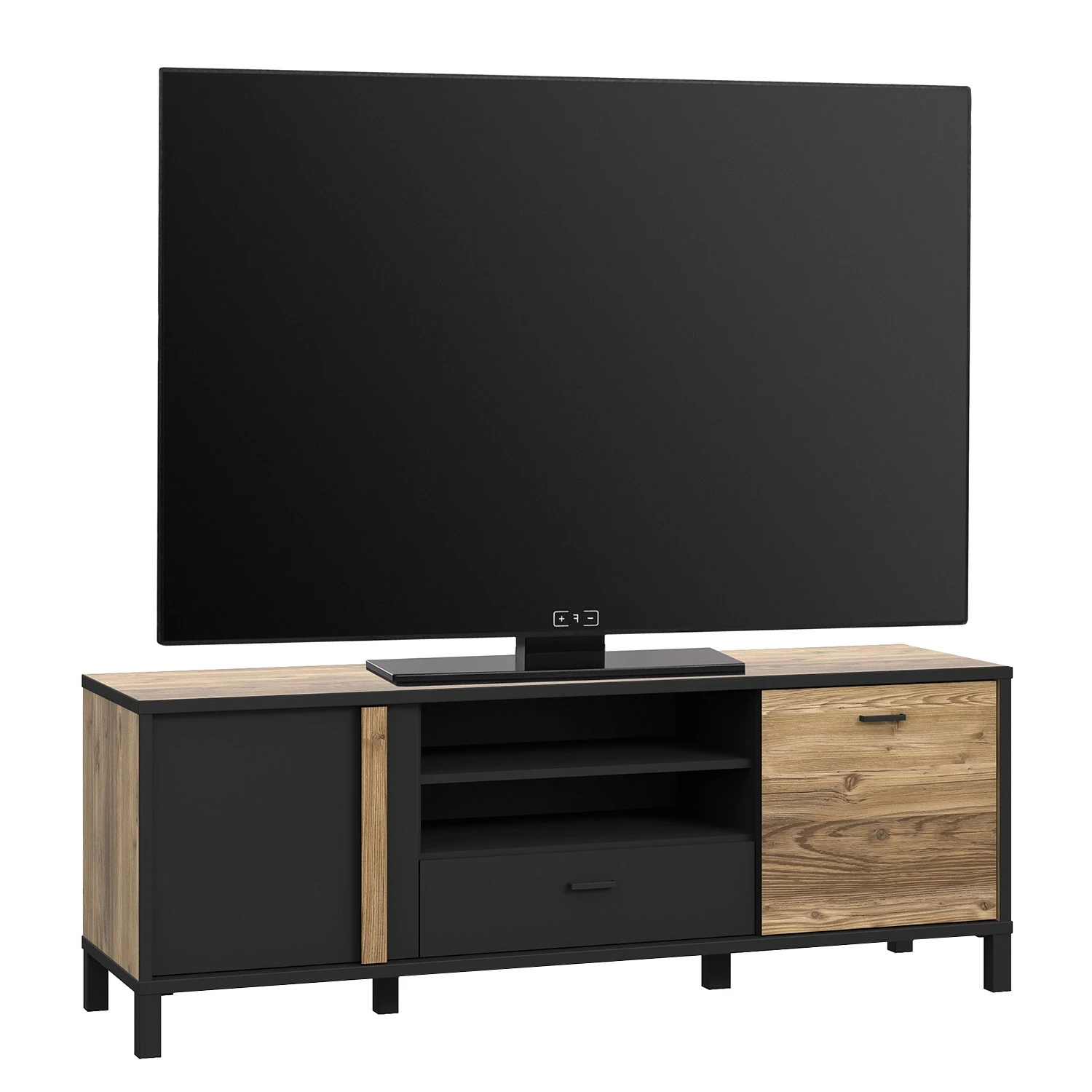 Red Living Meuble TV Vallegrande II - Imitation pin des Alpes / Noir 3 Red Living Meuble TV Vallegrande II - Imitation pin des Alpes / Noir