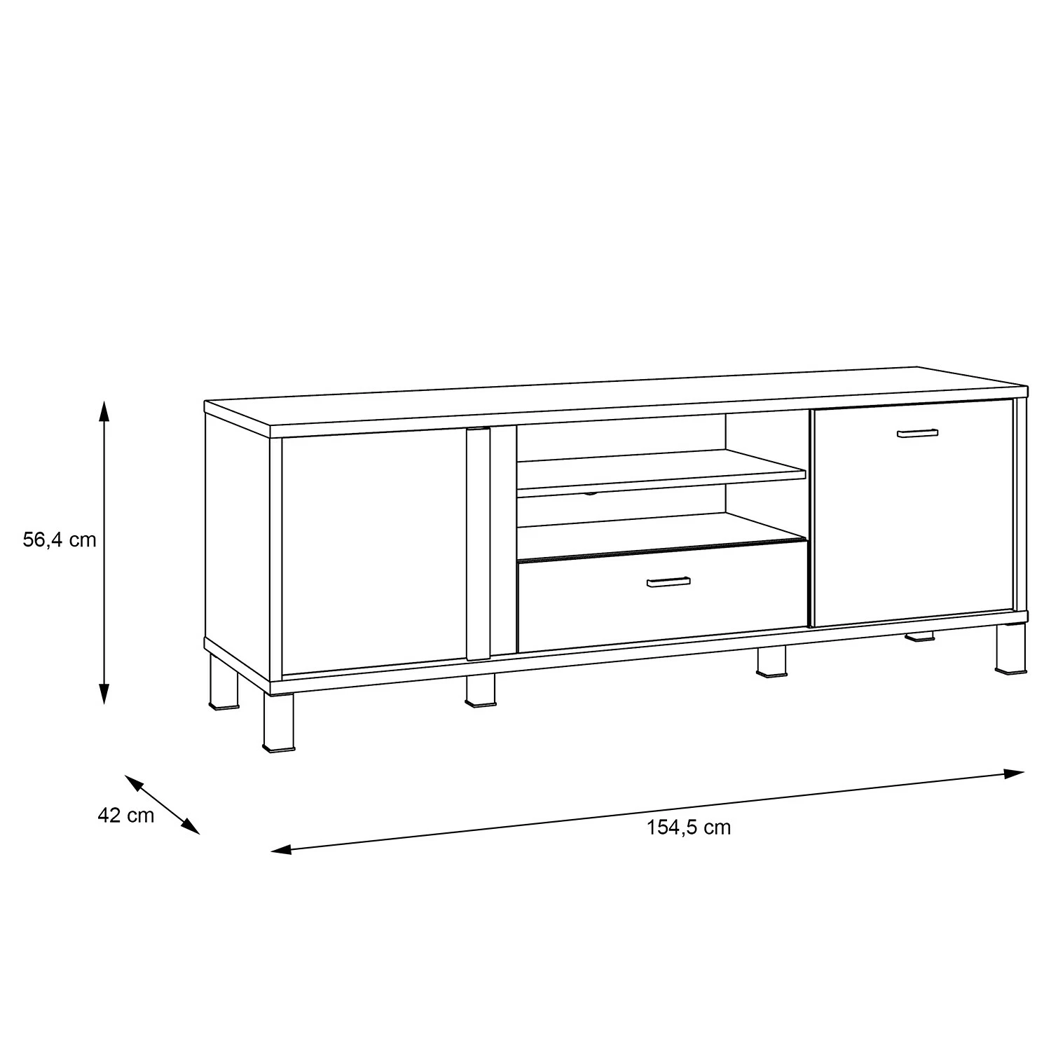 Red Living Meuble TV Vallegrande II - Imitation pin des Alpes / Noir 8 Red Living Meuble TV Vallegrande II - Imitation pin des Alpes / Noir – Image 6