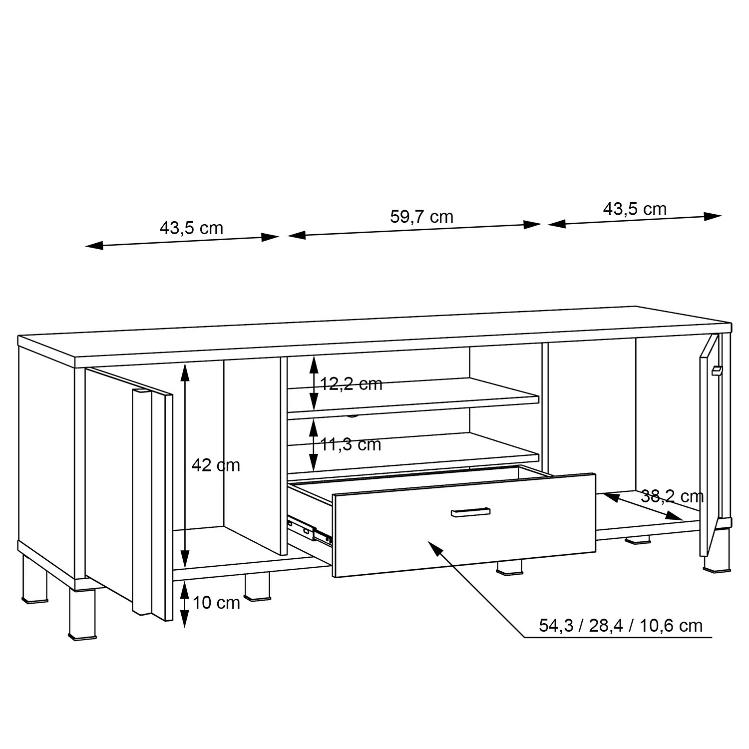 Red Living Meuble TV Vallegrande II - Imitation pin des Alpes / Noir 9 Red Living Meuble TV Vallegrande II - Imitation pin des Alpes / Noir – Image 7