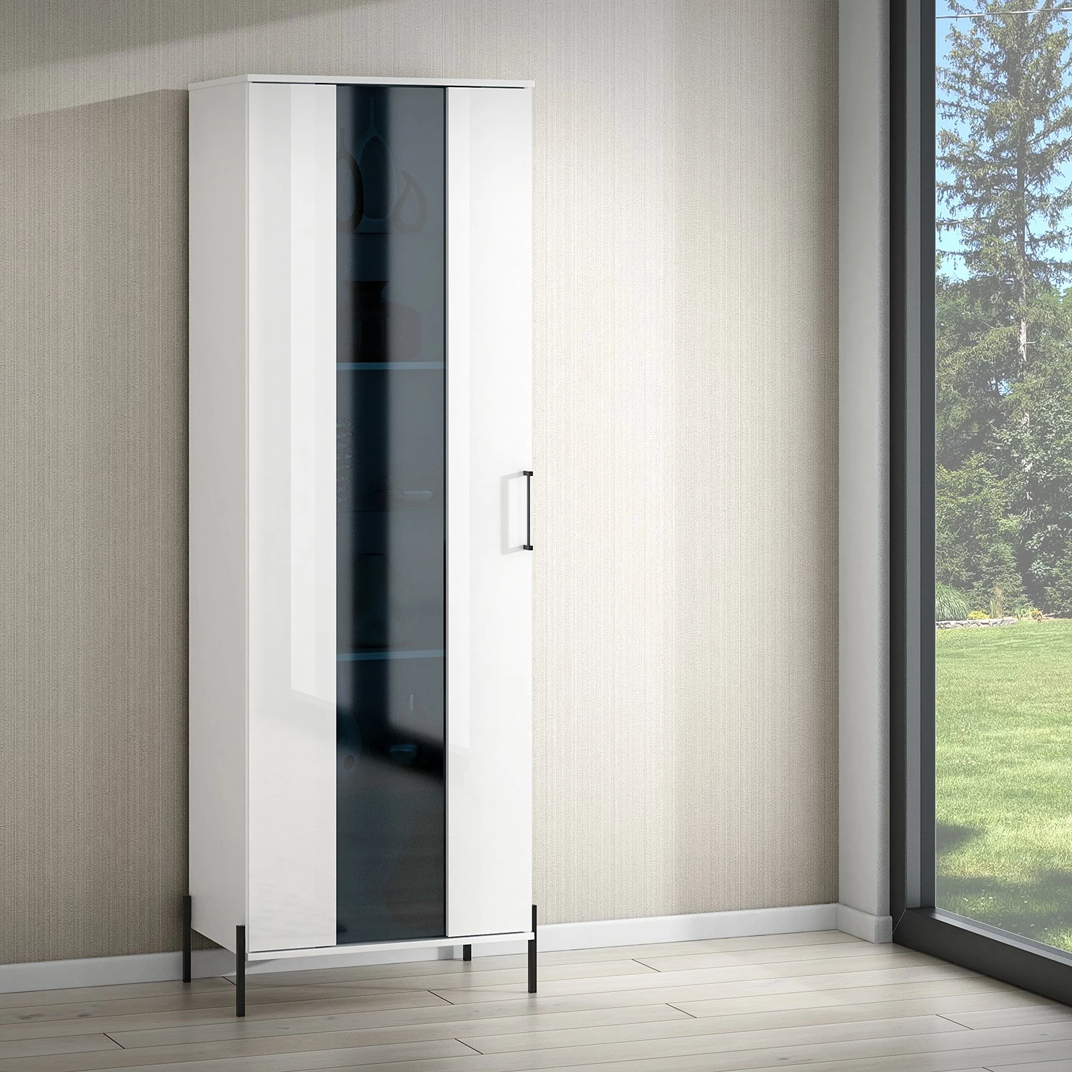 Loftscape Vitrine Ozora - Blanc brillant / Blanc mat 4 Loftscape Vitrine Ozora - Blanc brillant / Blanc mat – Image 2