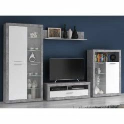 Loftscape Ensemble meubles TV Solidus Par (4 él.) - Blanc / Imitation béton