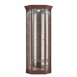 Ridgevalley Vitrine d’angle Loroux - Avec éclairage inclus - Imitation Mahagoni