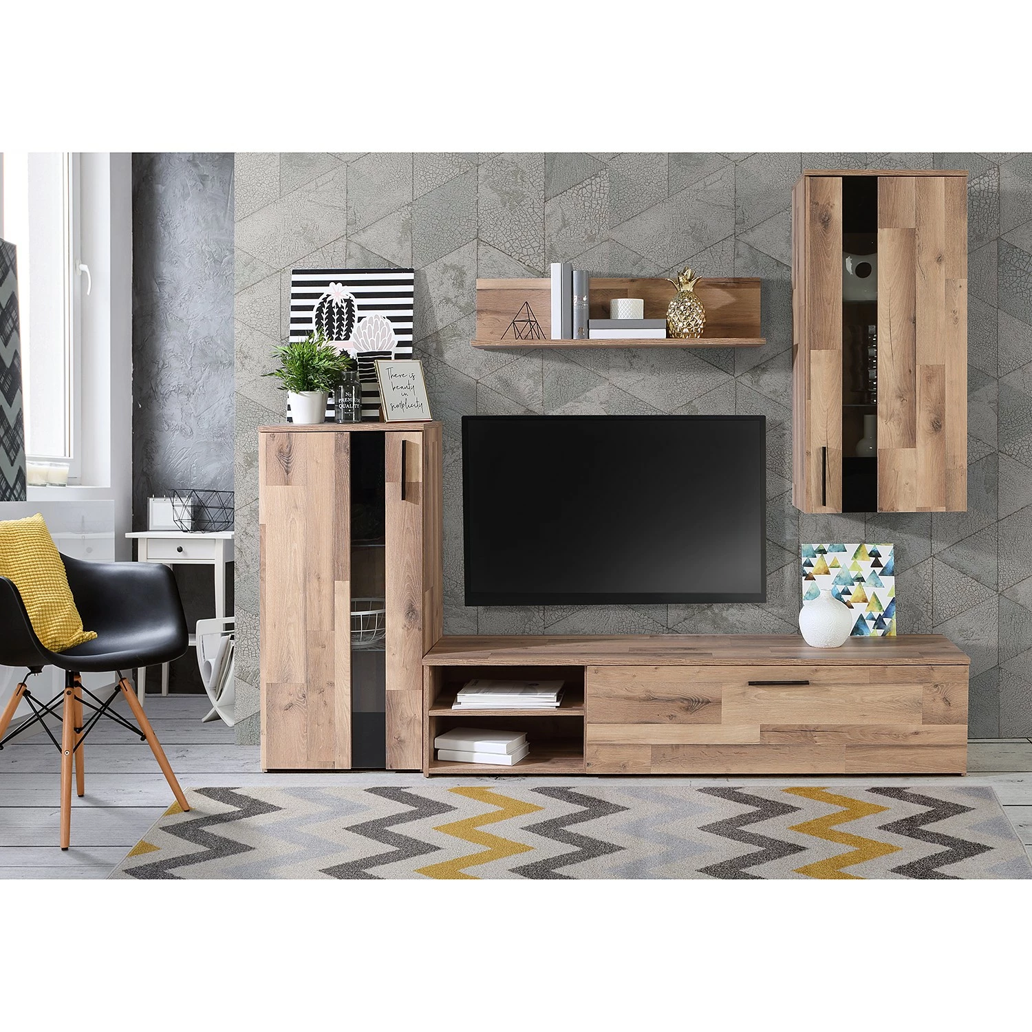 Red Living Ensemble meubles TV Tilsit (4 éléments) - Imitation chêne 4 Red Living Ensemble meubles TV Tilsit (4 éléments) - Imitation chêne – Image 2