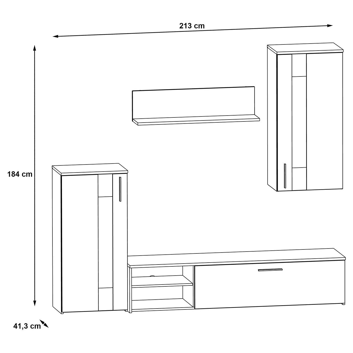 Red Living Ensemble meubles TV Tilsit (4 éléments) - Imitation chêne 9 Red Living Ensemble meubles TV Tilsit (4 éléments) - Imitation chêne – Image 7