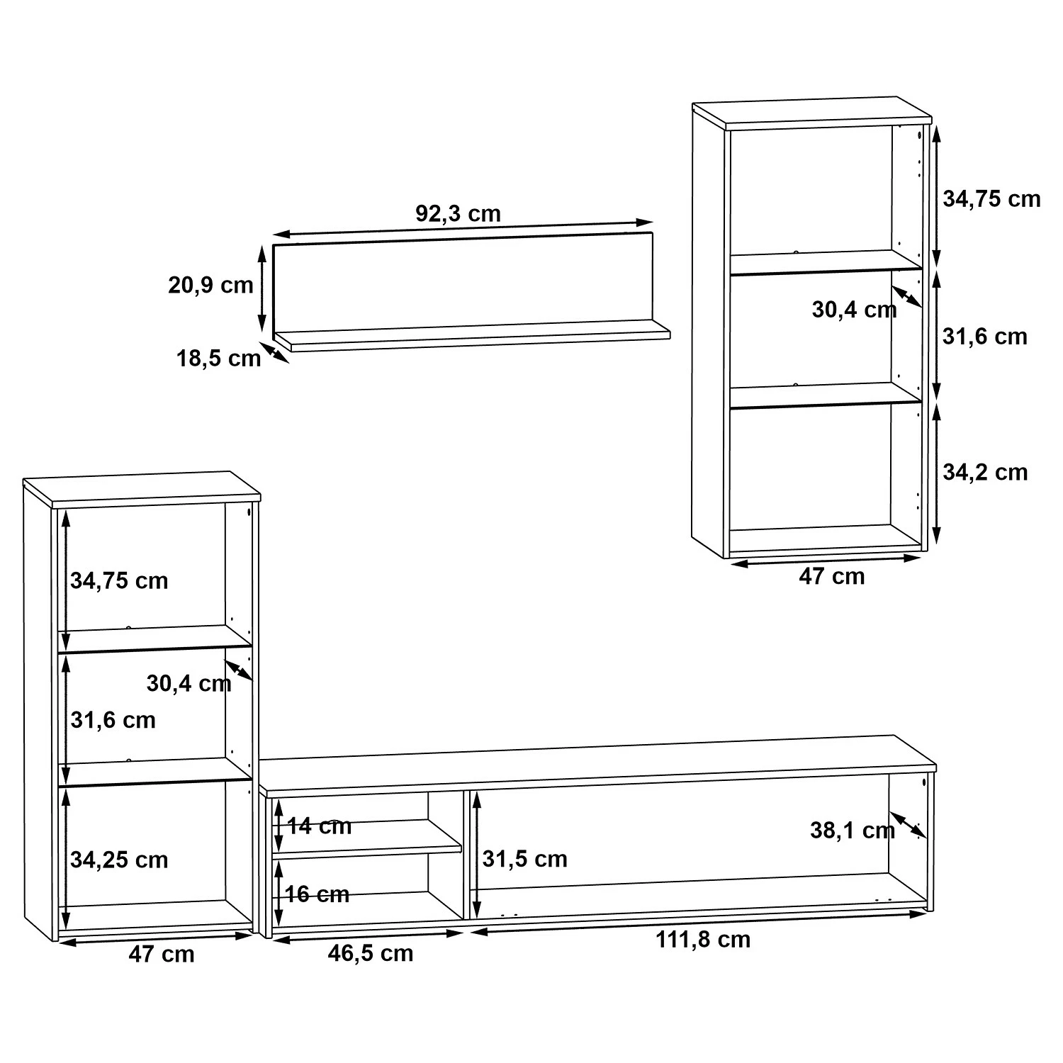 Red Living Ensemble meubles TV Tilsit (4 éléments) - Imitation chêne 10 Red Living Ensemble meubles TV Tilsit (4 éléments) - Imitation chêne – Image 8