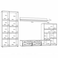 Loftscape Ensemble meubles TV Taradale (4 élém.) - Avec éclairage inclus - Imitation chêne Sonoma -loftscape Boutique 1000357998 220616 501 SKETCH DETAILS P000000001000357998 sketch