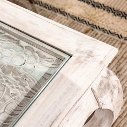 Ridgevalley Table basse Missoula - Verre / Manguier massif - Blanc vintage -loftscape Boutique 1000359914 220624 030 DETAILS P000000001000359914