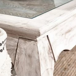 Ridgevalley Table basse Missoula - Verre / Manguier massif - Blanc vintage -loftscape Boutique 1000359914 220624 033 DETAILS P000000001000359914