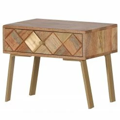 Naturoo Bout de canapé Yearby - Manguier massif - Manguier / Doré