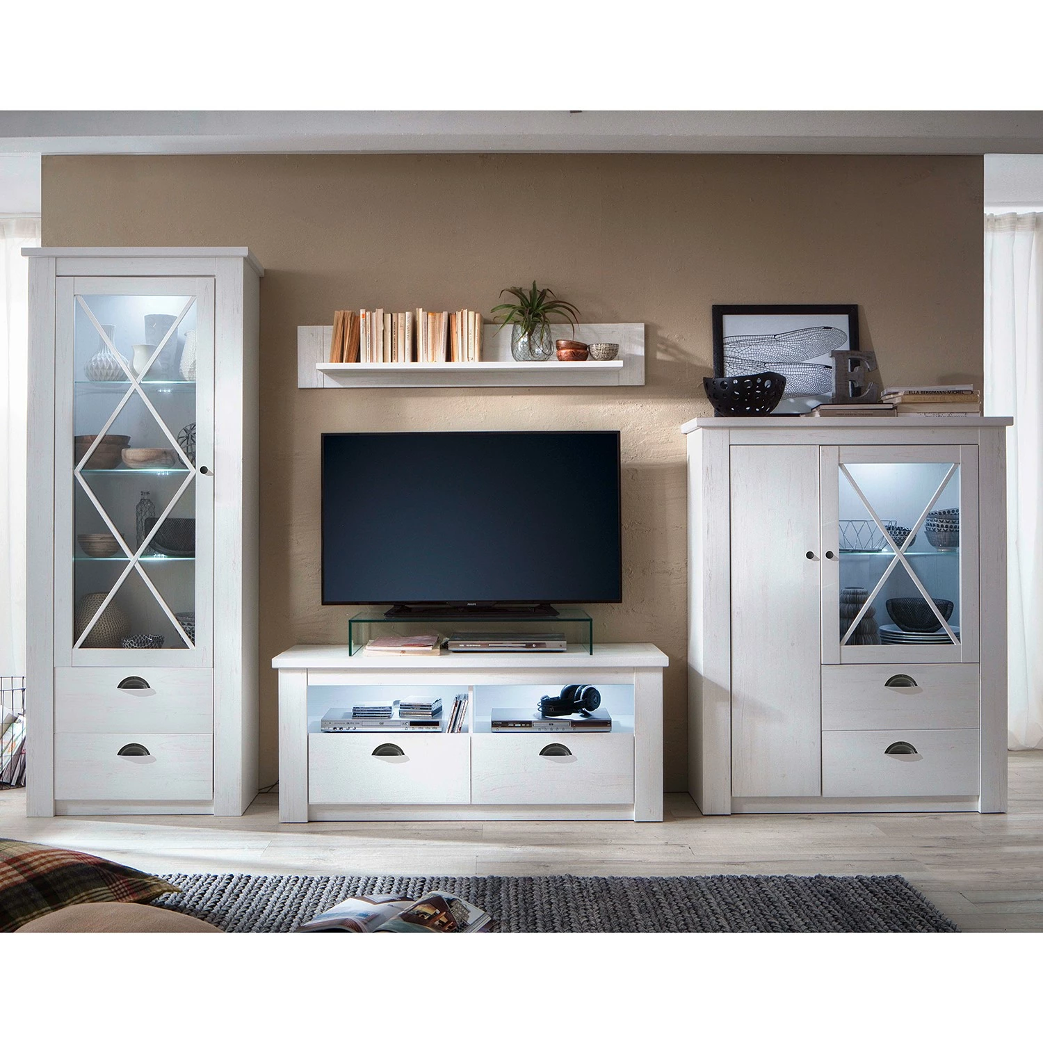 Trendteam Ensemble meubles TV Georgia (4 éléments) - Imitation pin blanc 2 Trendteam Ensemble meubles TV Georgia (4 éléments) - Imitation pin blanc