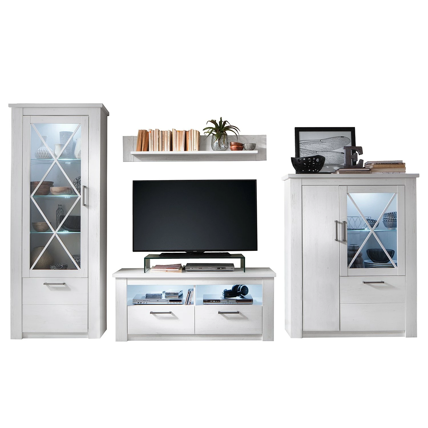 Trendteam Ensemble meubles TV Georgia (4 éléments) - Imitation pin blanc 10 Trendteam Ensemble meubles TV Georgia (4 éléments) - Imitation pin blanc – Image 9