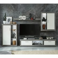 Trendteam Ensemble meubles TV jazz I (4 Ă©lĂ©ments) - Imitation chĂȘne gris / Blanc
