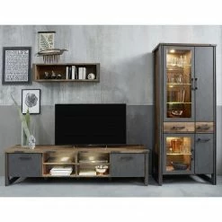 Trendteam Ensemble meubles TV Prime II (3 élém.) - Imitation béton / Imitation vieux bois