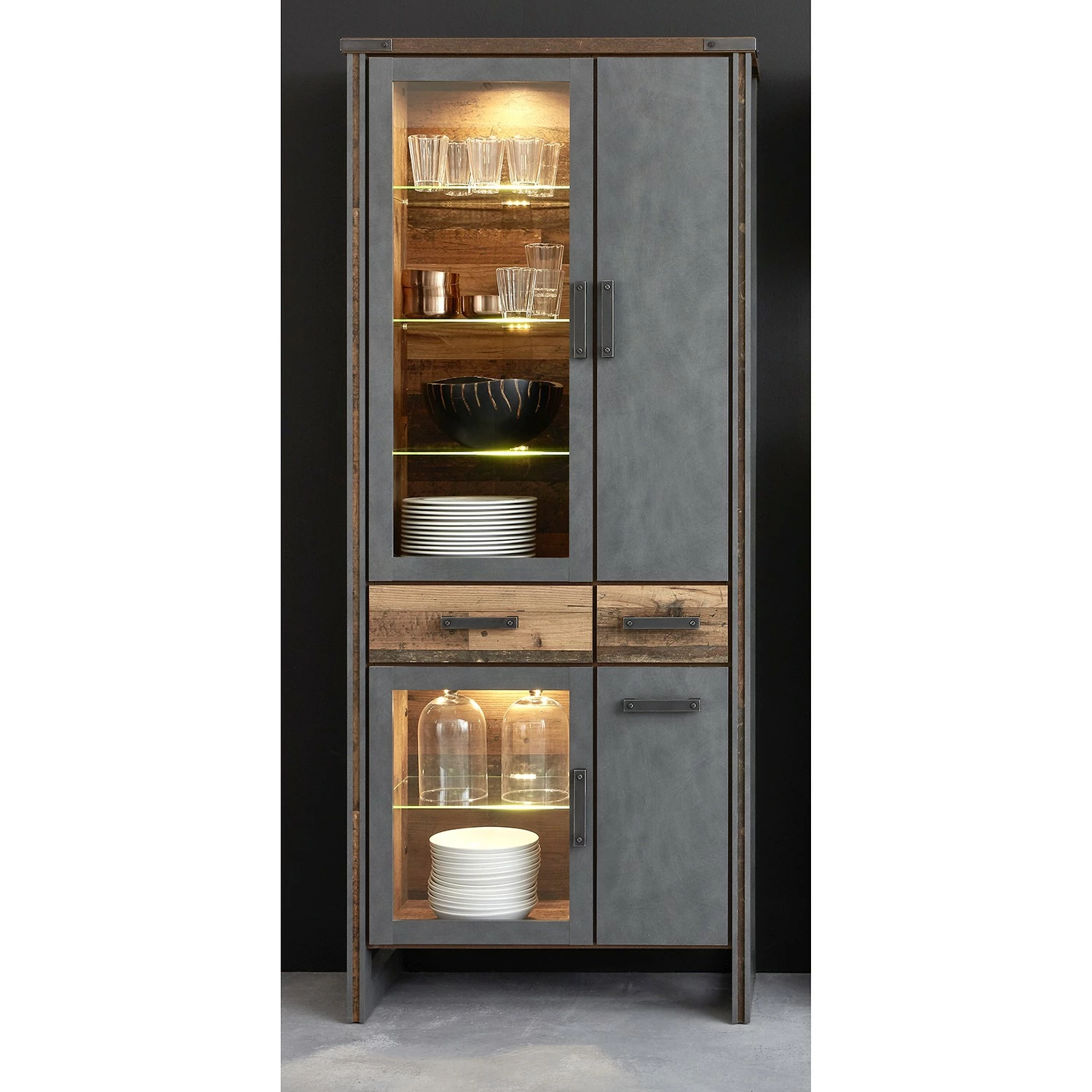 Trendteam Ensemble meubles TV Prime I (3 éléments) - Imitation béton / Imitation vieux bois 6 Trendteam Ensemble meubles TV Prime I (3 éléments) - Imitation béton / Imitation vieux bois – Image 4