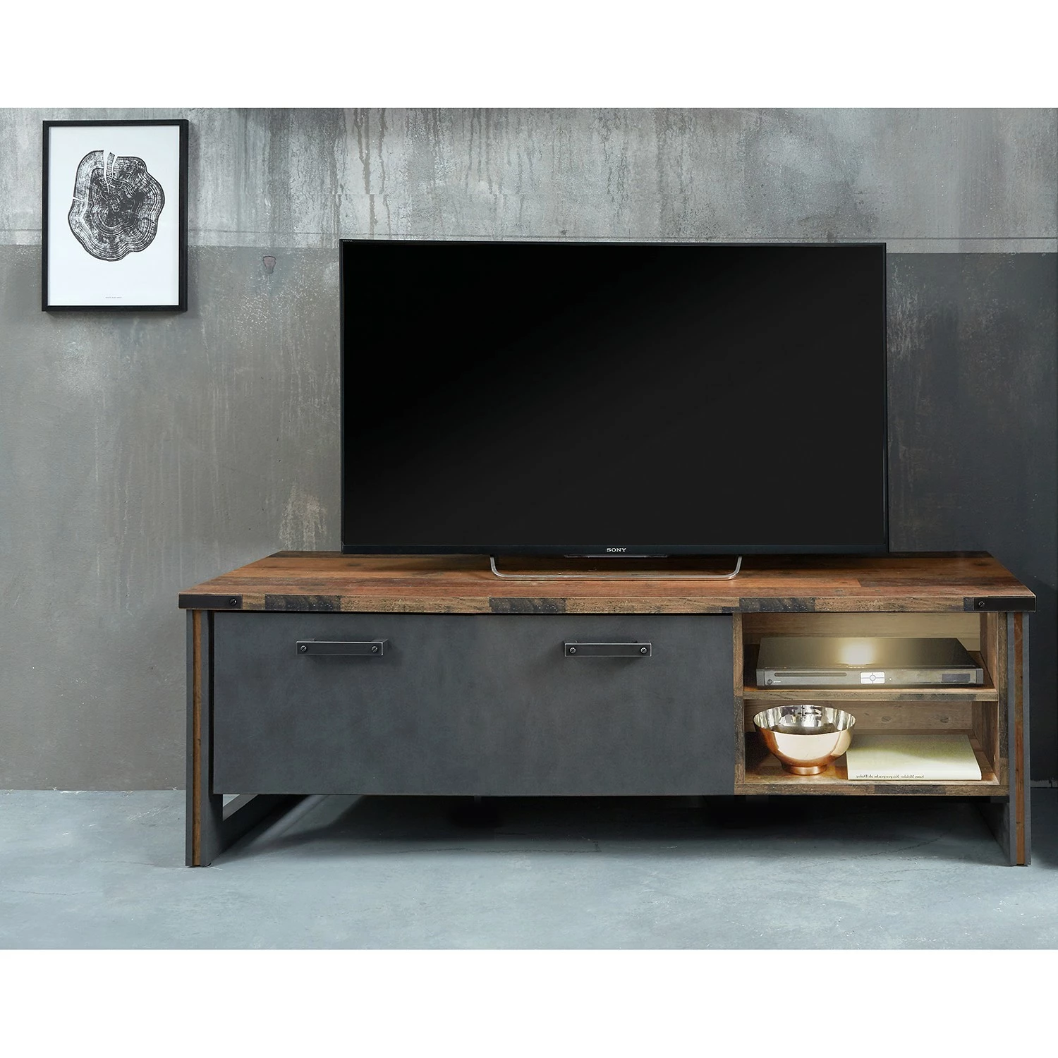 Trendteam Ensemble meubles TV Prime I (3 éléments) - Imitation béton / Imitation vieux bois 10 Trendteam Ensemble meubles TV Prime I (3 éléments) - Imitation béton / Imitation vieux bois – Image 8