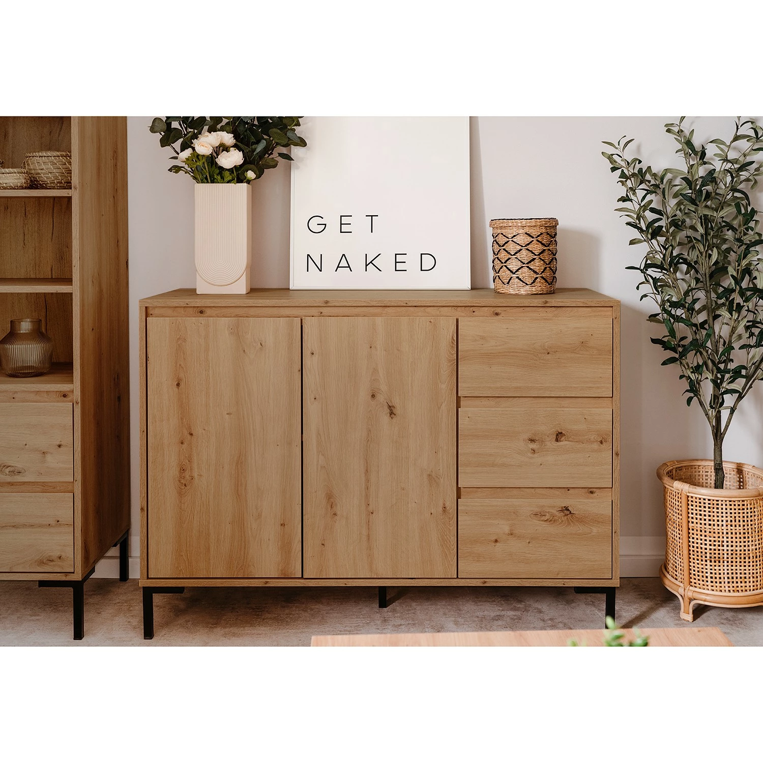 Loftscape Buffet Brochet II - Imitation chêne / Noir 4 Loftscape Buffet Brochet II - Imitation chêne / Noir – Image 2