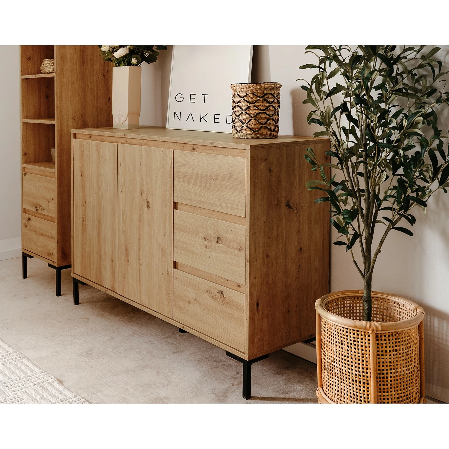 Loftscape Buffet Brochet II - Imitation chêne / Noir 5 Loftscape Buffet Brochet II - Imitation chêne / Noir – Image 3