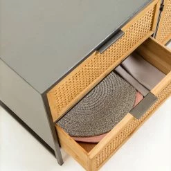 Red Living Meuble TV Kisumu - Cannage / Fer - Marron / Noir -loftscape Boutique 1000363963 220714 060 DETAILS P000000001000363963