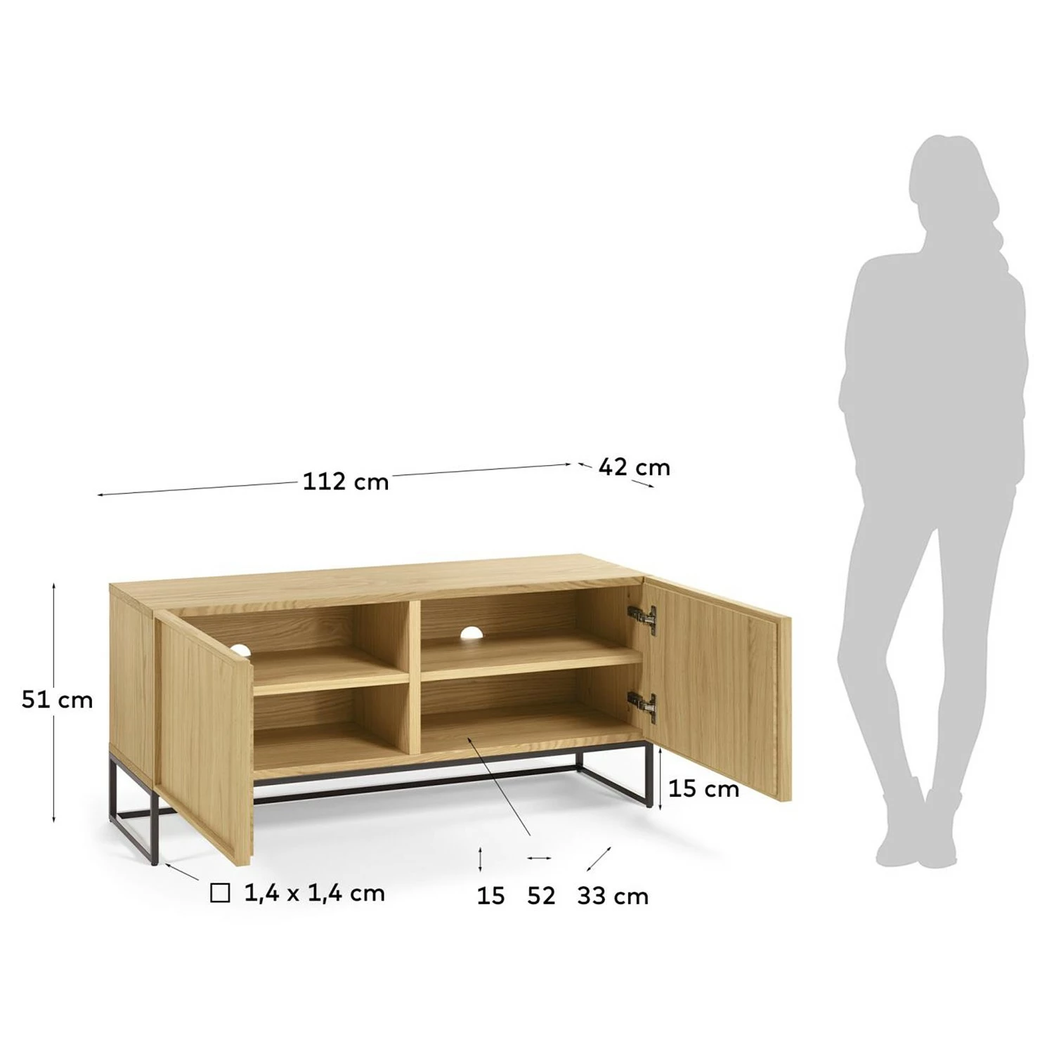 Red Living Meuble TV Tabora II - Placage en bois véritable - Chêne 11 Red Living Meuble TV Tabora II - Placage en bois véritable - Chêne – Image 9