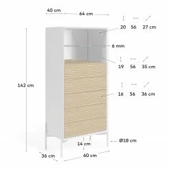 Norrwood Buffet haut Maredale - Partiellement en frêne massif - Frêne / Blanc -loftscape Boutique 1000363992 220714 500 SKETCH DETAILS P000000001000363992 sketch
