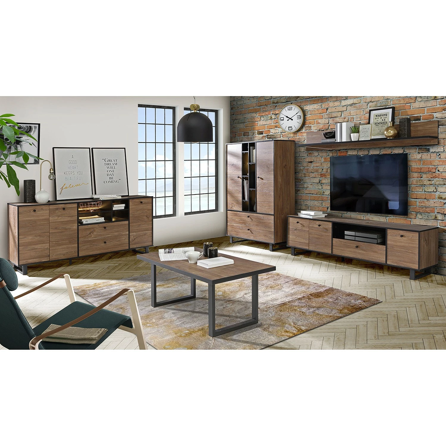 Red Living Table basse Trylith - Imitation chêne rustique / Noir 5 Red Living Table basse Trylith - Imitation chêne rustique / Noir – Image 3