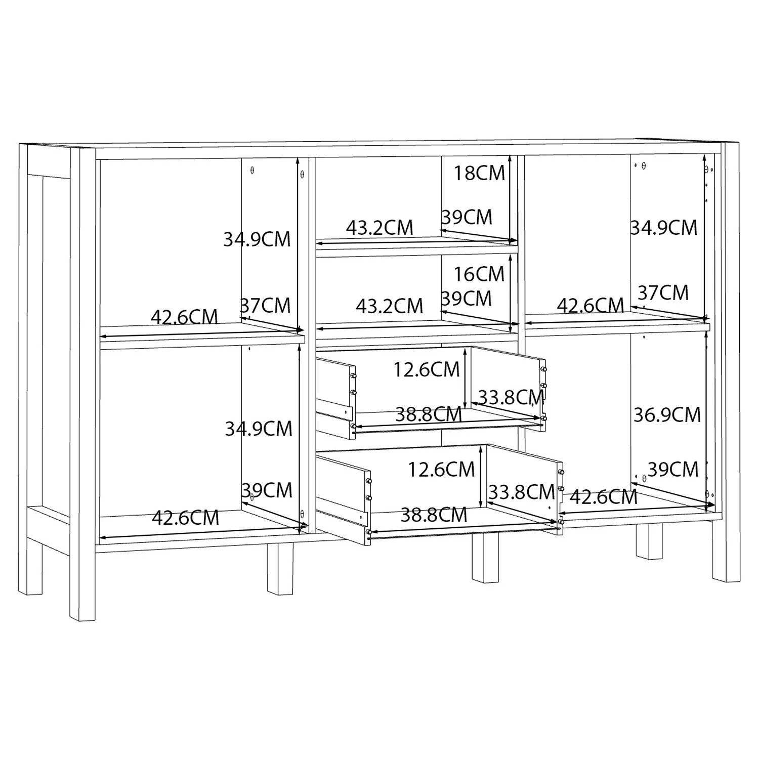 Loftscape Buffet Thurles I - Imitation chêne Sonoma / Blanc 9 Loftscape Buffet Thurles I - Imitation chêne Sonoma / Blanc – Image 7