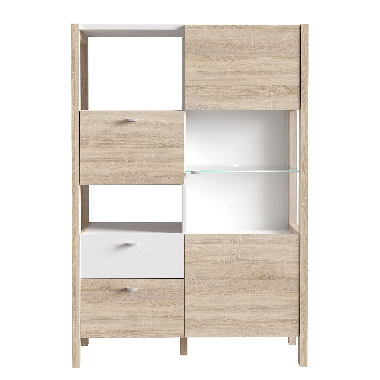Loftscape Buffet haut Thurles - Imitation chêne Sonoma / Blanc 4 Loftscape Buffet haut Thurles - Imitation chêne Sonoma / Blanc – Image 2