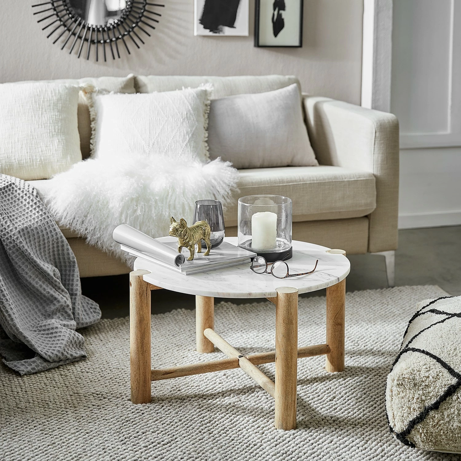 Butlers Bout de canapé MARVELOUS - Marbre / Bois de Manguier Massif - Naturel / Blanc 4 Butlers Bout de canapé MARVELOUS - Marbre / Bois de Manguier Massif - Naturel / Blanc – Image 2