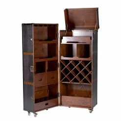 Butlers Valise bar HEMINGWAY - Cuir aniline / Frêne massif - Brun foncé