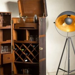 Butlers Valise bar HEMINGWAY - Cuir aniline / Frêne massif - Brun foncé -loftscape Boutique 1000365699 220728 022 MOOD DETAILS P000000001000365699 mood