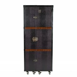 Butlers Valise bar HEMINGWAY - Cuir aniline / Frêne massif - Brun foncé -loftscape Boutique 1000365699 220728 040 DETAILS P000000001000365699