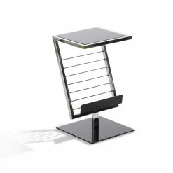 Home Design Table d'appoint Anka - Acier chromé / Verre noir verni -loftscape Boutique anka beistelltisch 1 1107101