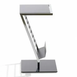 Home Design Table d'appoint Anka - Acier chromé / Verre noir verni -loftscape Boutique anka beistelltisch 1 1107102