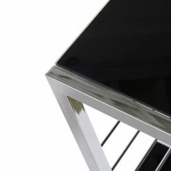 Home Design Table d'appoint Anka - Acier chromé / Verre noir verni -loftscape Boutique anka beistelltisch 1 1110597