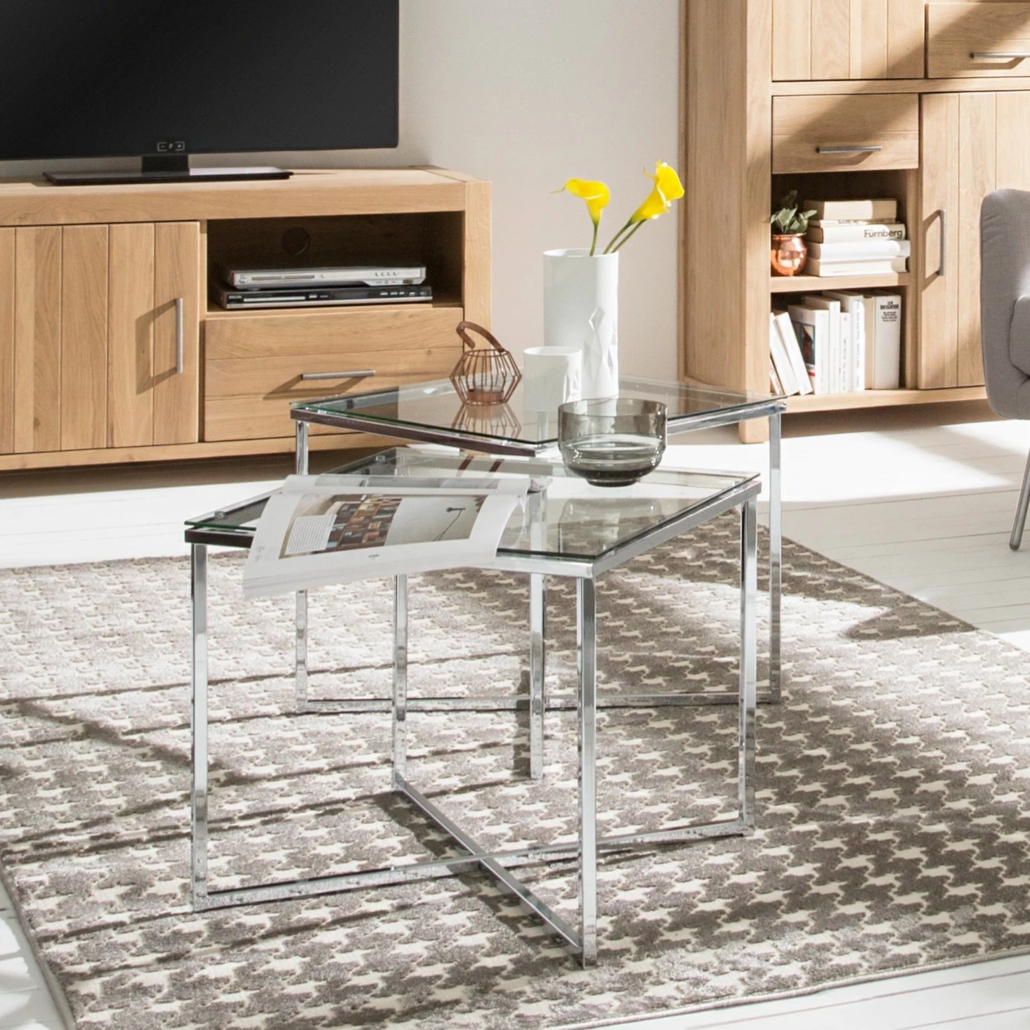 Fredriks Table d'appoint Cross - Verre clair, carrée 4 Fredriks Table d'appoint Cross - Verre clair, carrée – Image 2