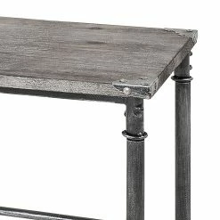 Ars manufacti Table d'appoint Doubs I - Acier / Bois massif - Noir ancien / Gris cérusé -loftscape Boutique beistelltisch doubs i stahl massivholz antik schwarz grau gekaelkt 1427561