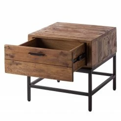 Ars manufacti Table d’appoint Grasby - Pin recyclé / Métal - Pin foncé / Noir -loftscape Boutique beistelltisch grasby altholz pinie metall pinie dunkel schwarz 4884660