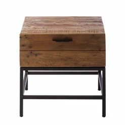 Ars manufacti Table d’appoint Grasby - Pin recyclé / Métal - Pin foncé / Noir -loftscape Boutique beistelltisch grasby altholz pinie metall pinie dunkel schwarz 4884672