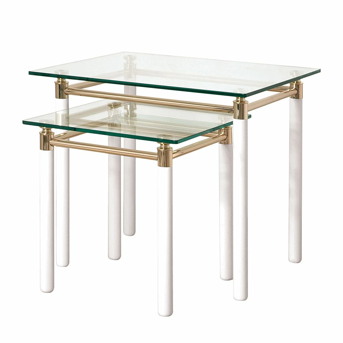 Home Design Table d'appoint Moselle III - Acier / Bois massif - Plaqué or / Blanc brillant 6 Home Design Table d'appoint Moselle III - Acier / Bois massif - Plaqué or / Blanc brillant – Image 4