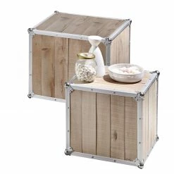 Ars manufacti Bouts de canapé Palmori (lot de 2) - Pin massif / Aluminium